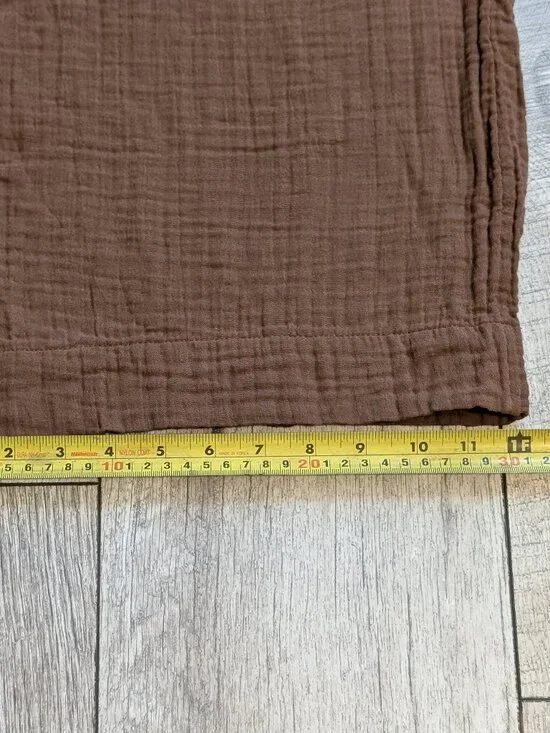 Old Navy Crinkle Gauze Tie Shoulder Jumpsuit Romper Brown Relaxed Wide Leg Boho - Picture 11 of 12